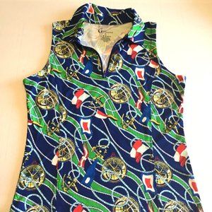 G Lifestyle Nautical Print Sleeveless Polo